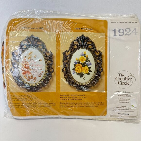 The Creative Circle Cross Stitch Kit 1924 Greatest Gift Is Love Metal Oval Frame - Picture 1 of 8